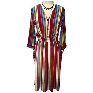 Vintage striped midi secretary dress